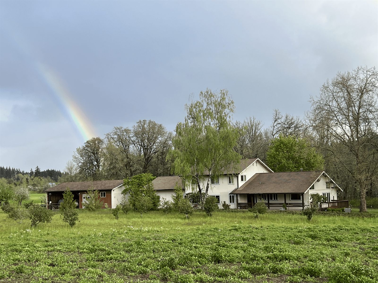 The Pilgrim Adult Family Home under a rainbow, a country home on green acreage in Beaverton, Oregon